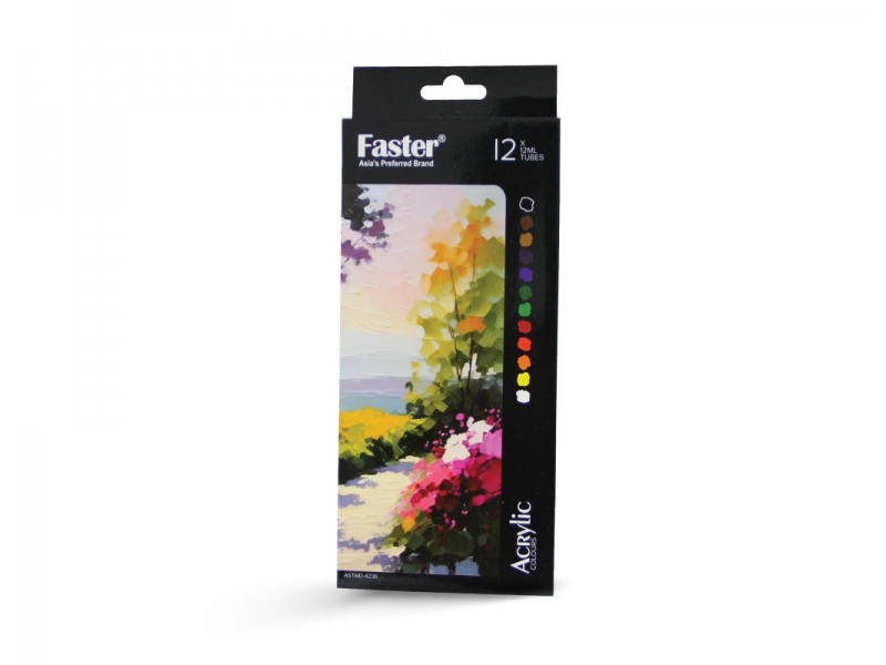 ACRYLIC COLOUR 12ML 12 COLOURS