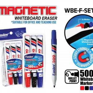 MAGNETIC WHITEBOARD ERASER WITH 3PCS 500 WHITEBOARD MARKERS