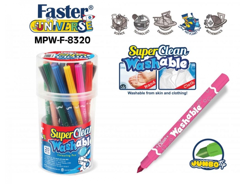 SUPER CLEAN WASHABLE COLOURING PENS 20 COLOURS