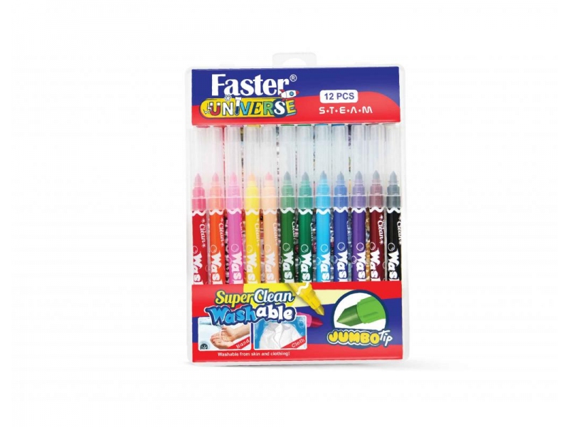 SUPER CLEAN WASHABLE COLOURING PENS 12 COLOURS