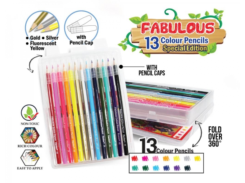 FABULOUS COL. PENCILS 13L WITH PENCIL