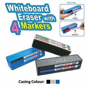 MAGNETIC WHITEBOARD ERASER WITH 4 MARKERS