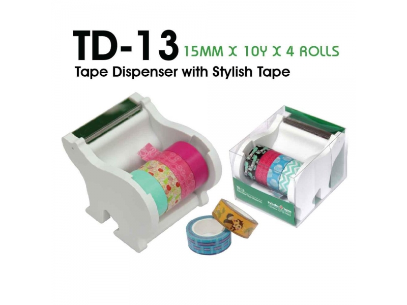 PB TAPE DISPENSER W/STYLISH TAPE (15MM*10Y*4'R)