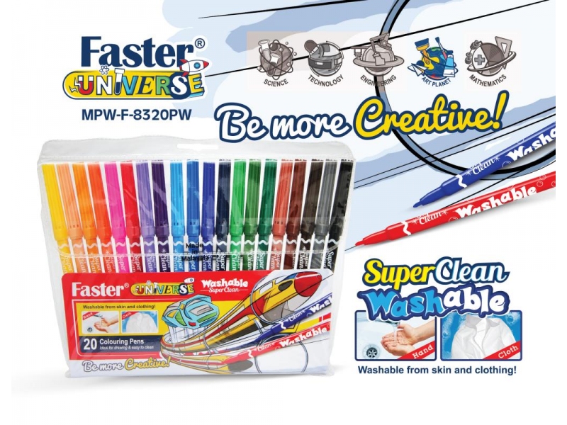 SUPER CLEAN WASHABLE COLOURING PENS 20 COLOURS